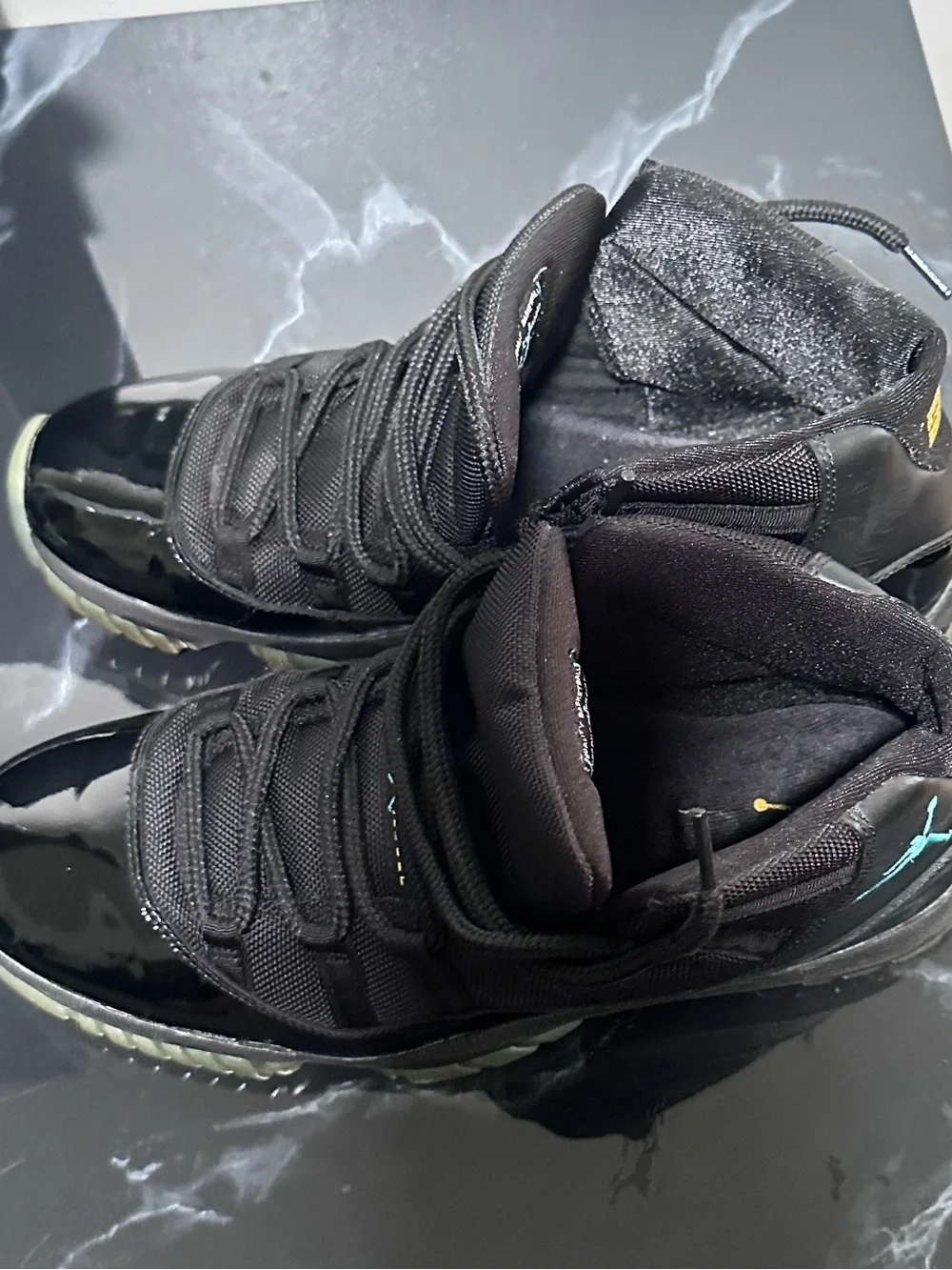 Jordan Kids Black with Green-Tinted Sole Retro Sneakers
